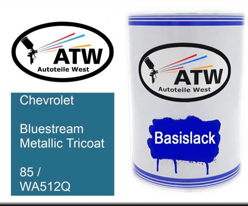 Chevrolet, Bluestream Metallic Tricoat, 85 / WA512Q: 500ml Lackdose, von ATW Autoteile West.